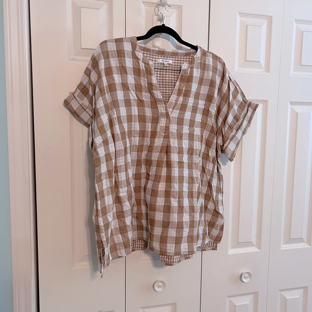 Madewell Short Sleeve Buffalo Check Blouse